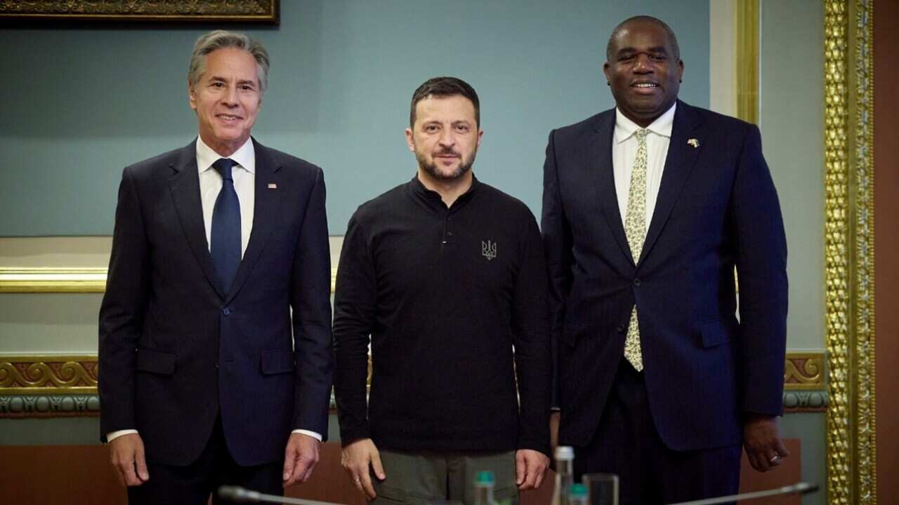 In Kyiv, US Secretary of State Antony Blinken and British Foreign Secretary David Lammy meet with Ukrainian President Volodymyr Zelenskyy (Ukrainian Presidential Press Service).jpg