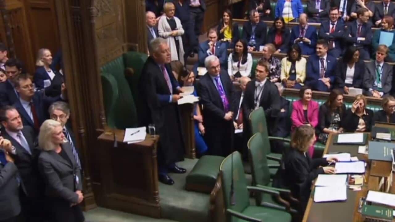 UK House of Commons Speaker John Bercow announces the result of a vote finding ministers in contempt of parliament
