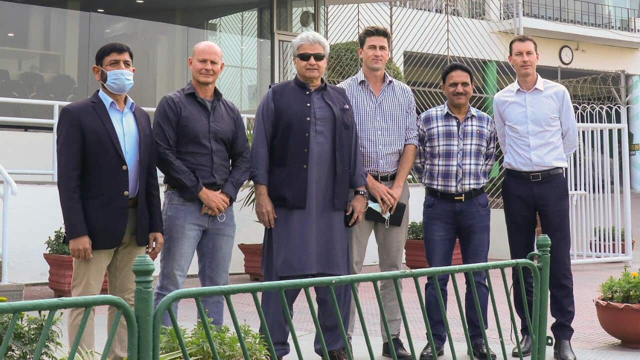 four-member advance security team has reached Karachi and visiting National Stadium.