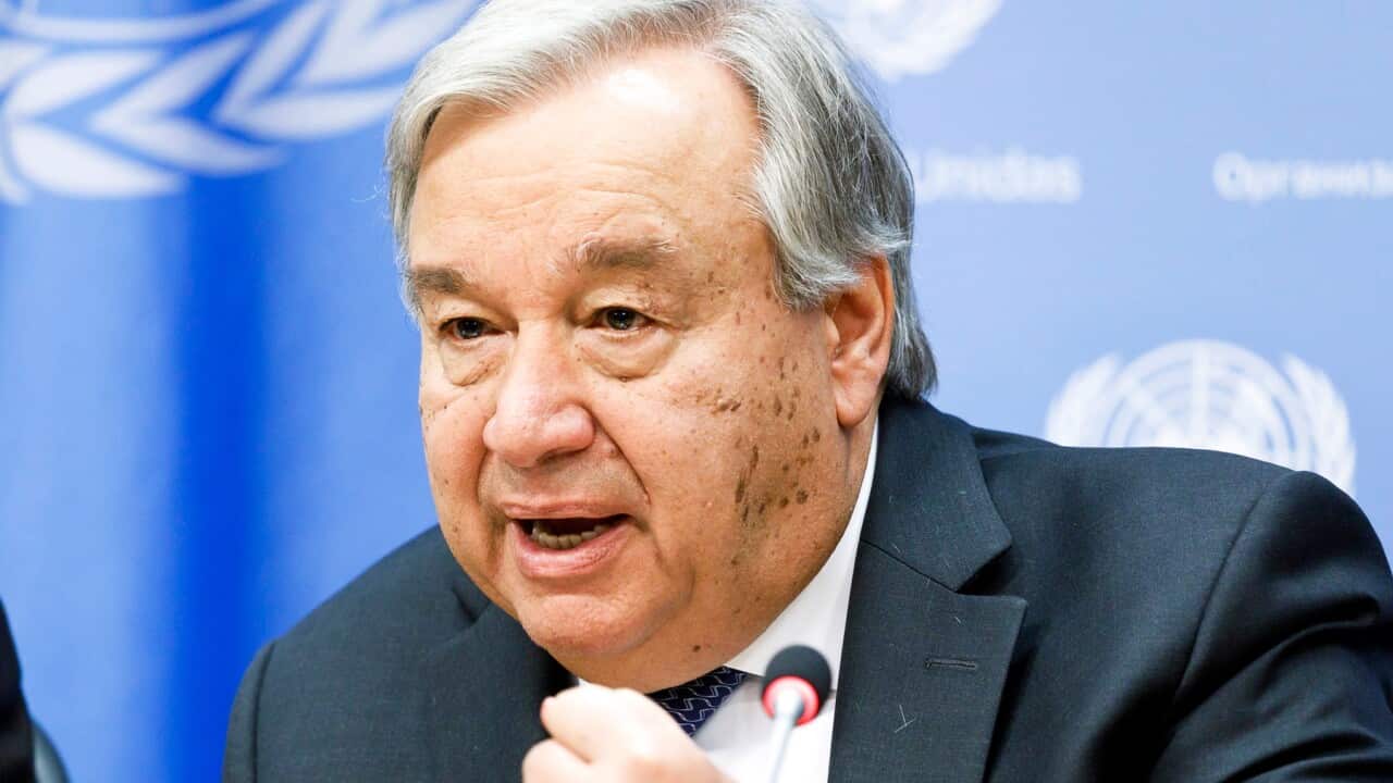 United Nations Secretary-General Antonio Guterres during a press conference ahead of this year's General Assembly of the United Nations