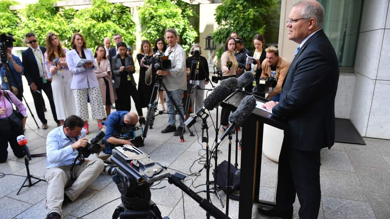 Prime Minister Scott Morrison speaks to the media during a press conference at Parliament House in Canberra, Thursday, December 5, 2019. (AAP)