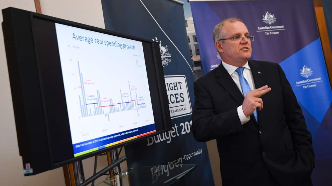 Treasurer Scott Morrison speaks during a press conference as he hands down the Mid-Year Economic and Fiscal Outlook 2017/18 at Parliament House