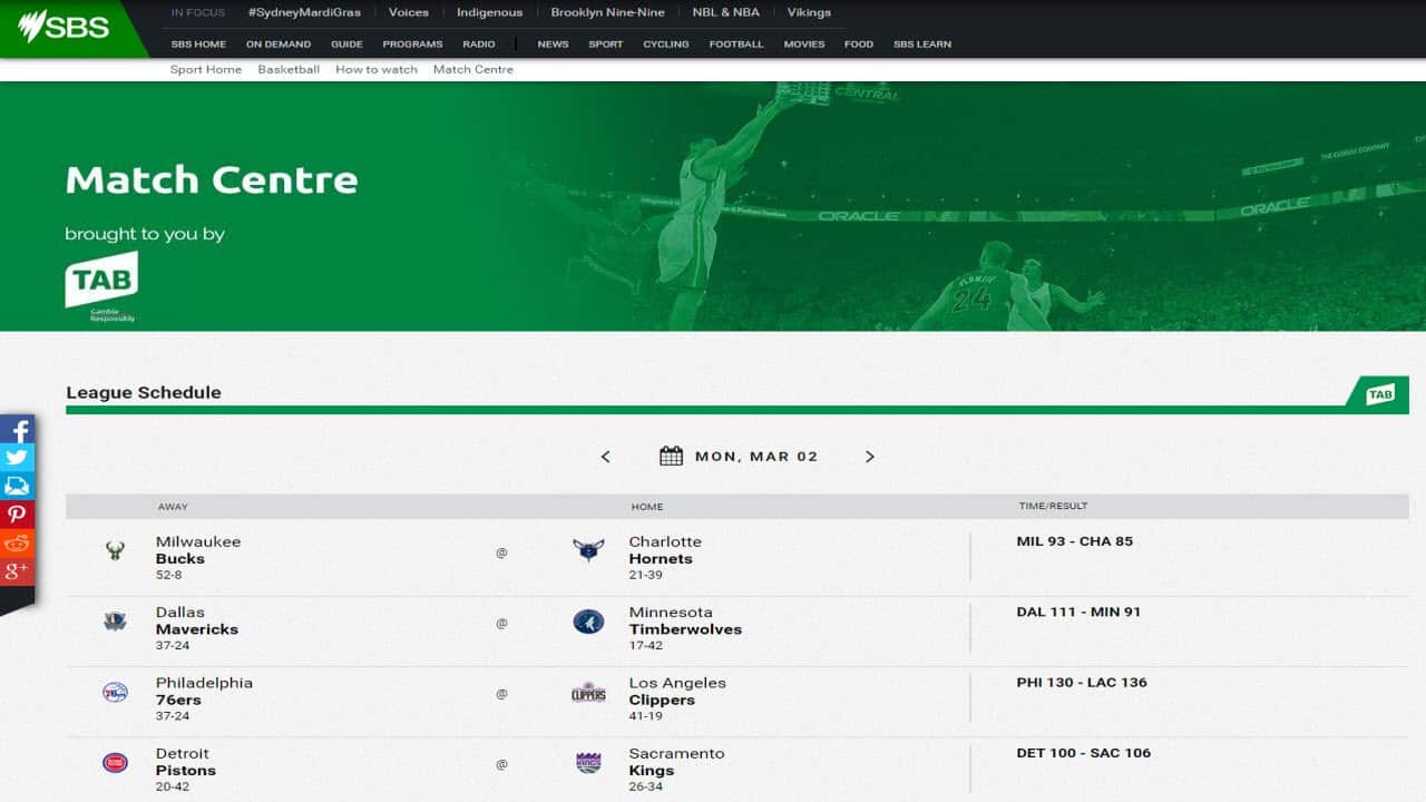 NBA Match Centre