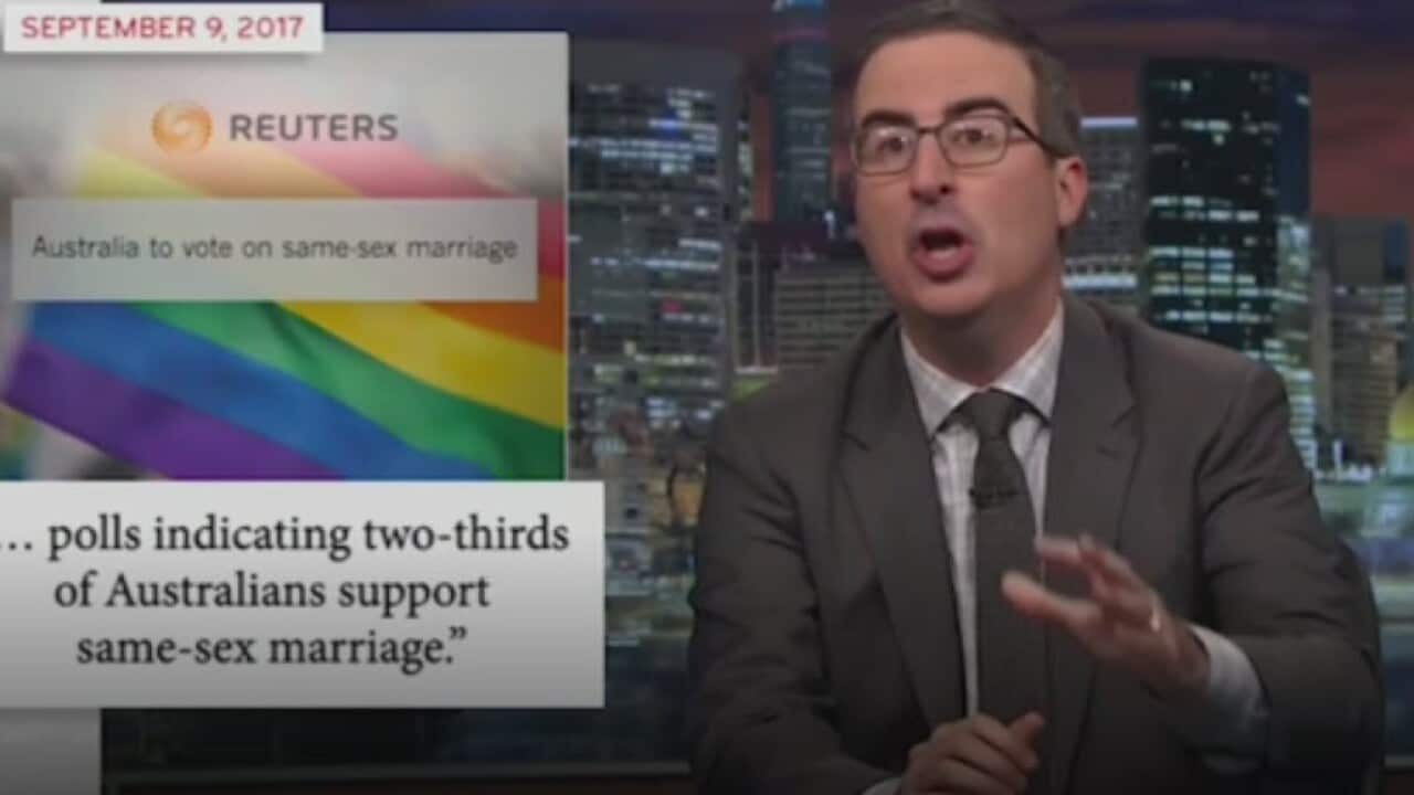 John Oliver took aim at the Australian same-sex marriage postal survey.