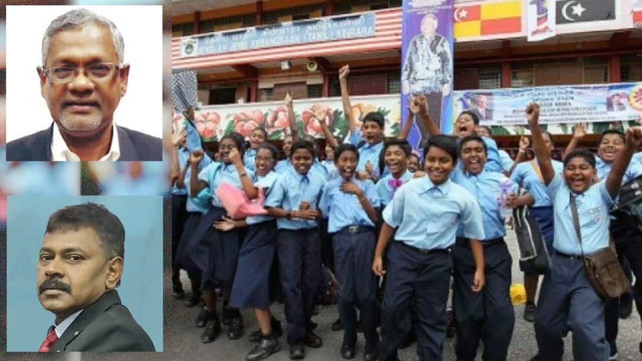Top Left: Attorney Gunaseelan Thambinathan, Left: President of the Tamil School Board, Segaran Ladasamy, Right: A Tamil vernacular school in Malaysia