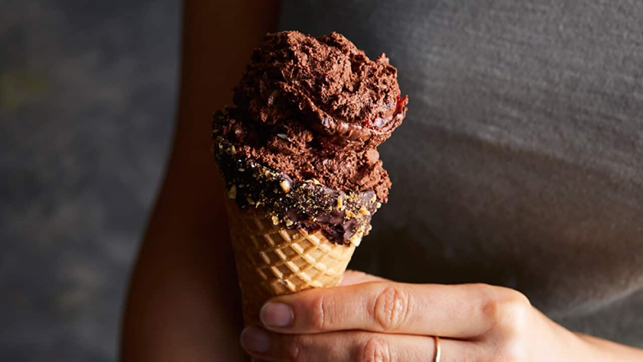 Torrone and cherry dark chocolate semifreddo