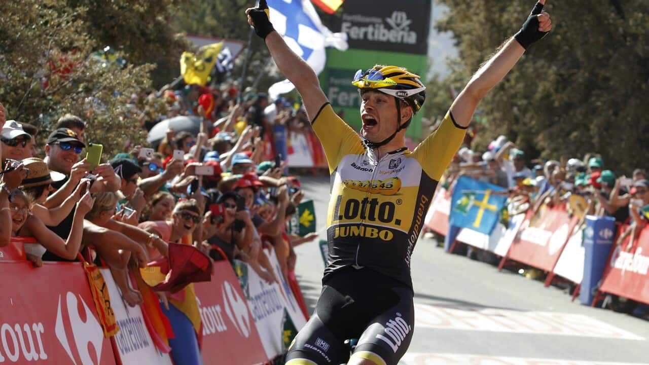 Bert-Jan Lindeman (LottoNL-Jumbo) wins the seventh stage to La Alpujarra.