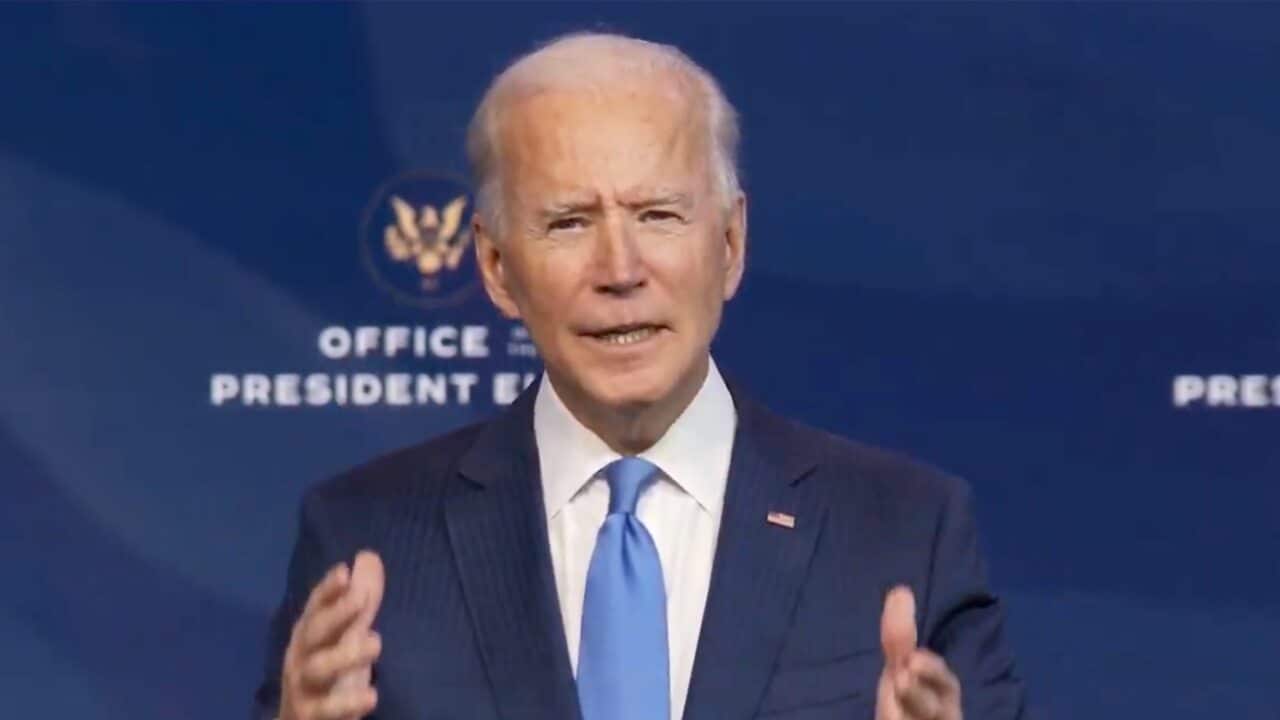 United States President-elect Joe Biden delivers remarks at an announcement event for more key members of his administration in Wilmington, Delaware on Friday, December 11, 2020. Credit: Biden Transition via CNP/Sipa USA