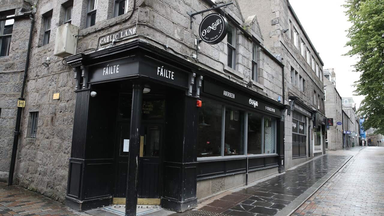 A closed pub in Aberdeen after bars, cafes and restaurants have been ordered to close
