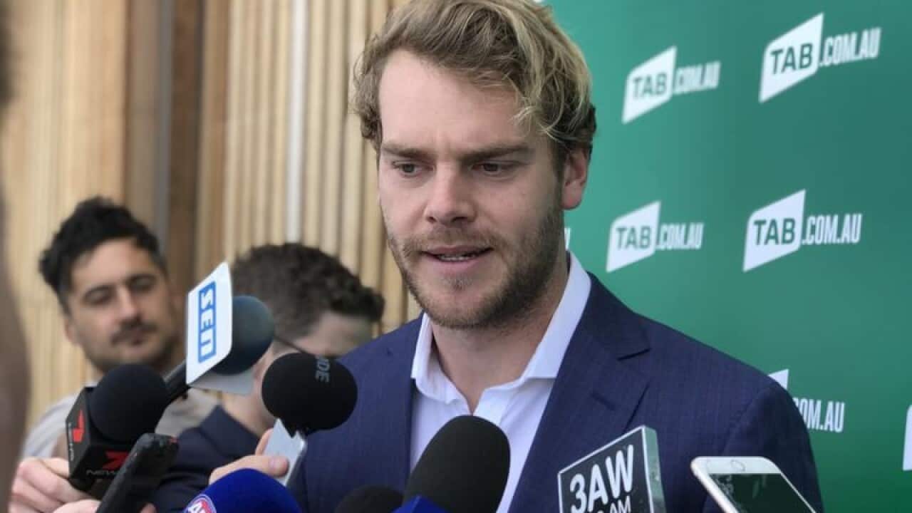 Jack Watts speaks to the media during a press conference in Melbourne.