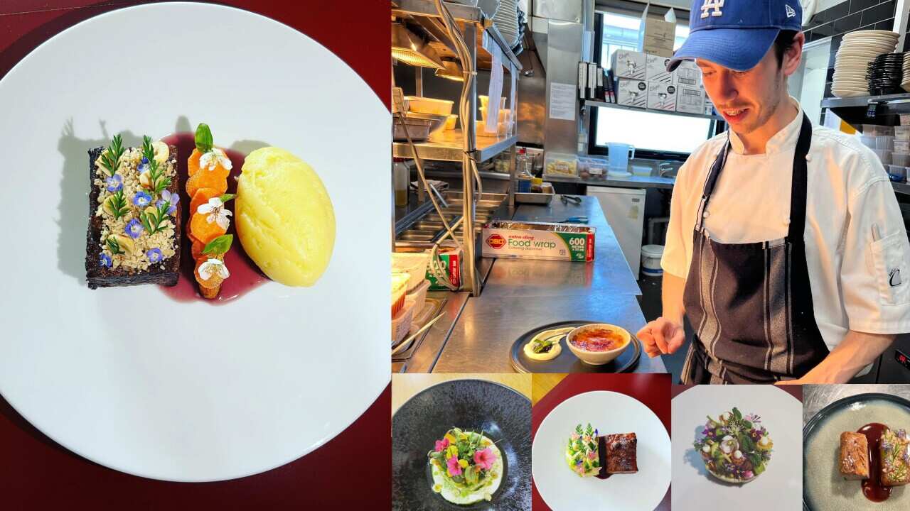 Macedonian student Filip Arsov during his studies at "Gordon Institute" in Geelong, Victoria, creating edible art on a plate