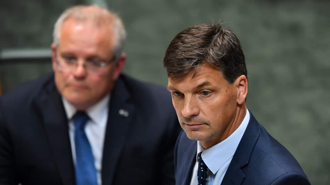 Australian Energy Minister Angus Taylor speaks during House of Representatives Question Time at Parliament House in Canberra, Thursday, November 28, 2019. (AAP Image/Lukas Coch) NO ARCHIVING