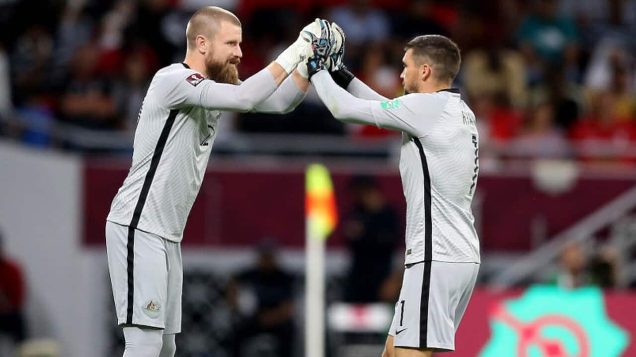 Andrew Redmayne replaces Mat Ryan during a Socceroos match