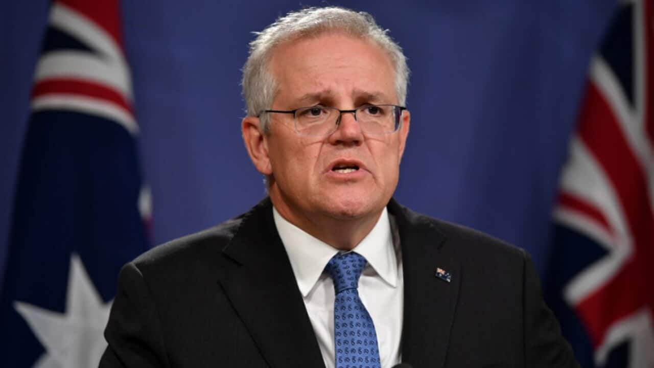 Prime Minister Scott Morrison speaks to the media in Sydney.