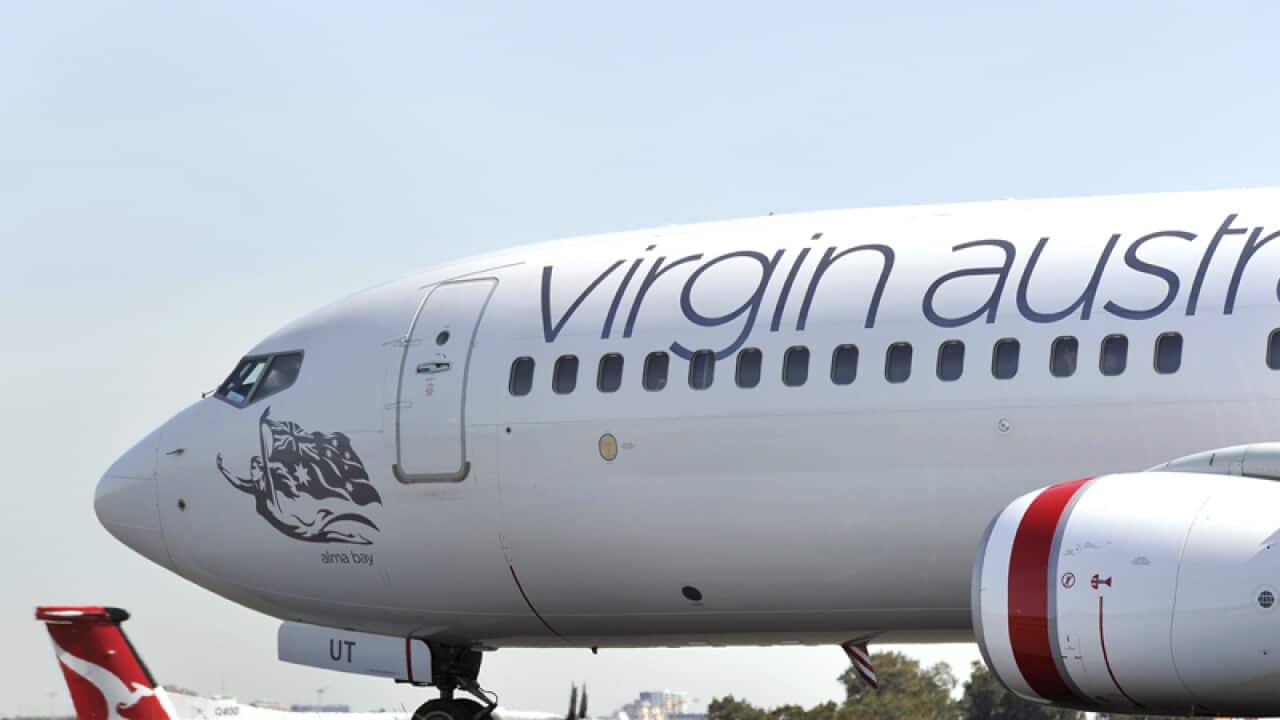 Virgin Australia aircraft seen at Sydney International Airport
