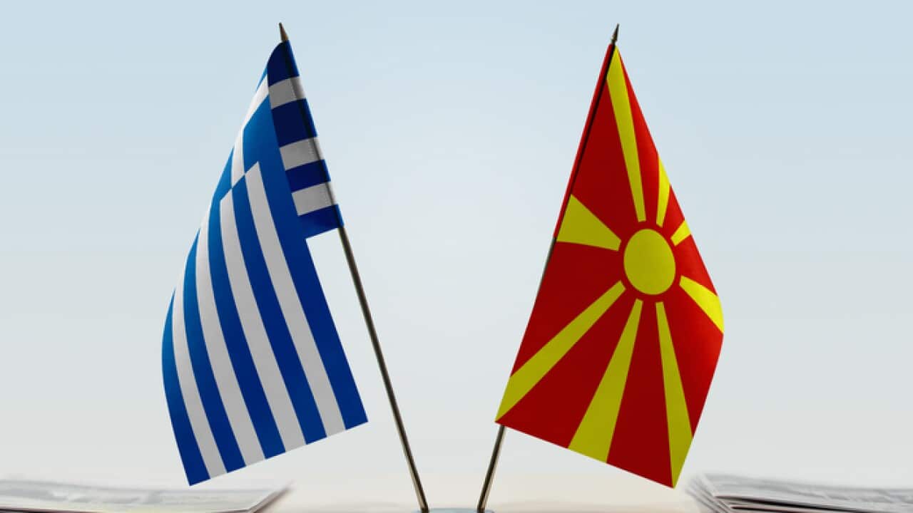 Flags of Greece and the Republic of Macedonia