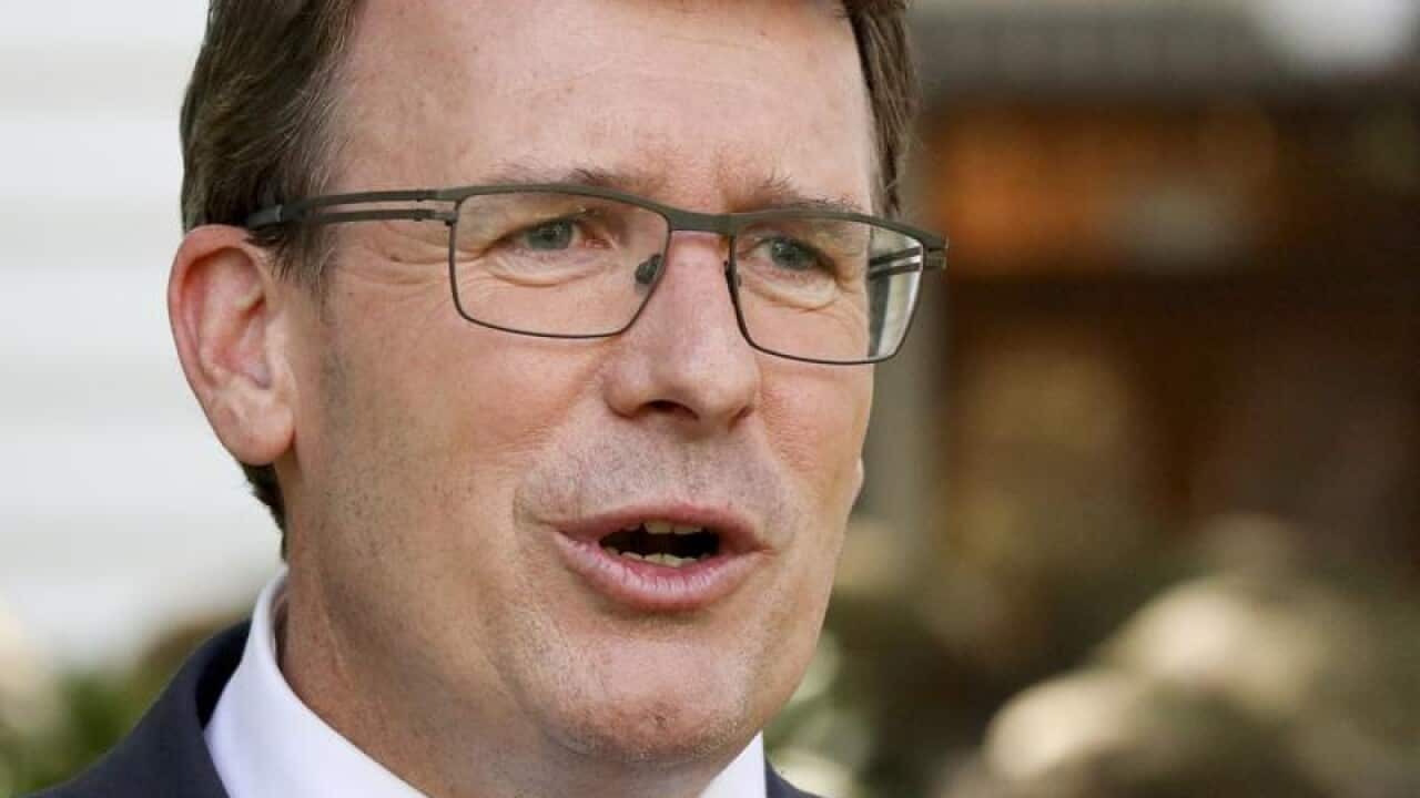 Minister for Human Services Alan Tudge speaks.