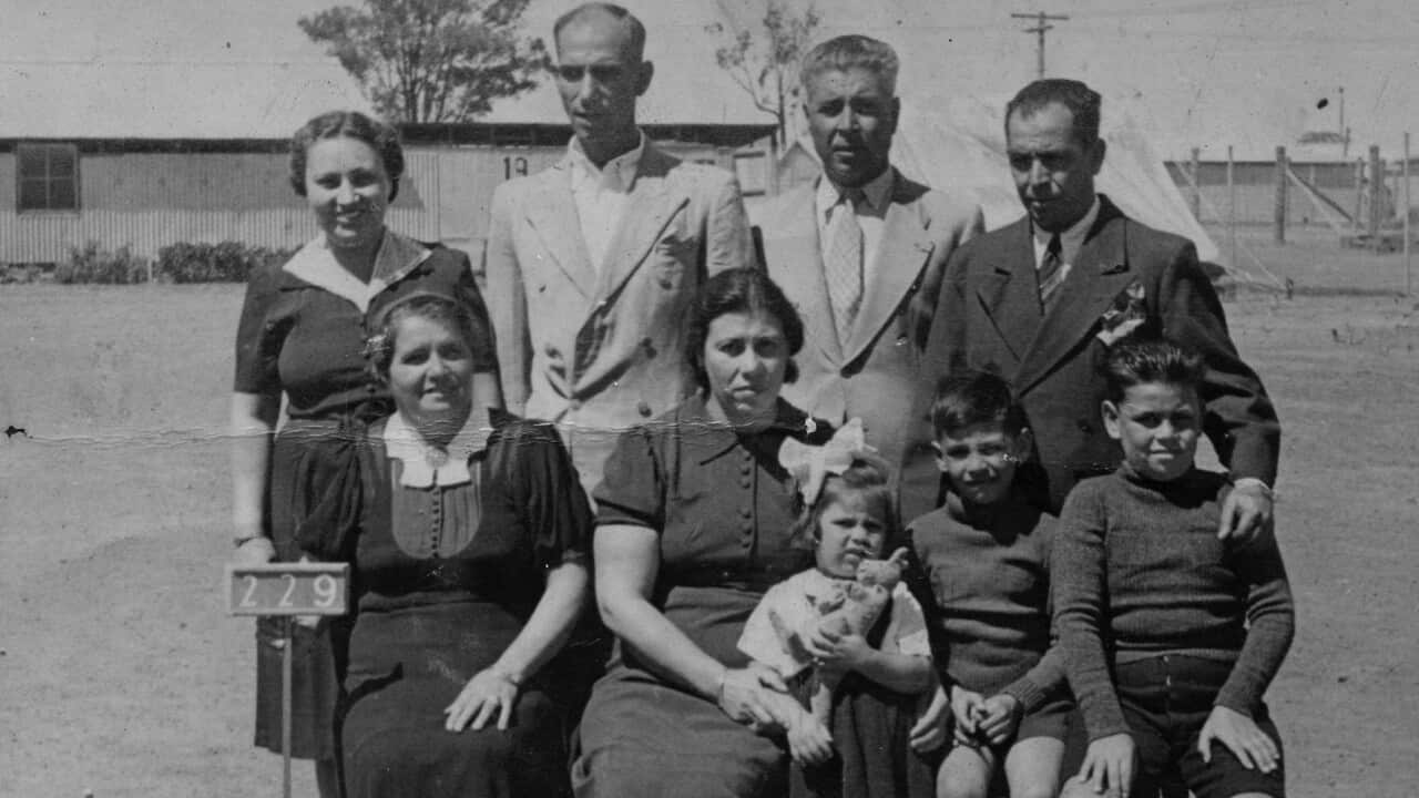 Iolanda Maiorano and her family at the Tatura Internment Camp..