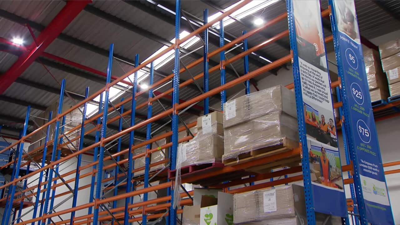 There are empty shelves at this charity's warehouse
