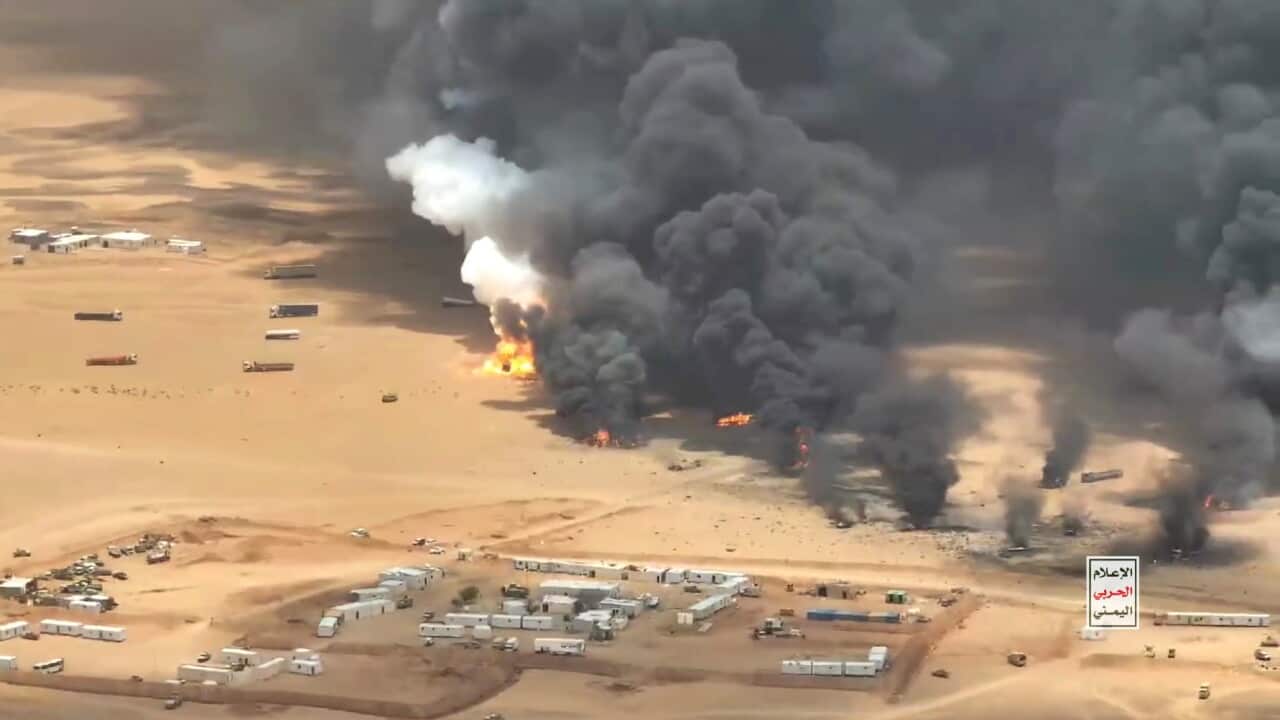 YEMEN-HADRAMOUT-HOUTHI GROUP-MILITARY TRUCKS-ATTACK