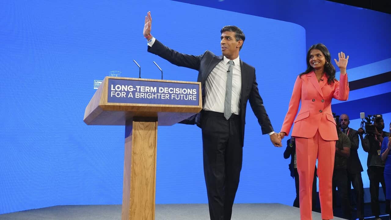 British Prime Minister Rishi Sunak and wife Akshata Murty (AAP)