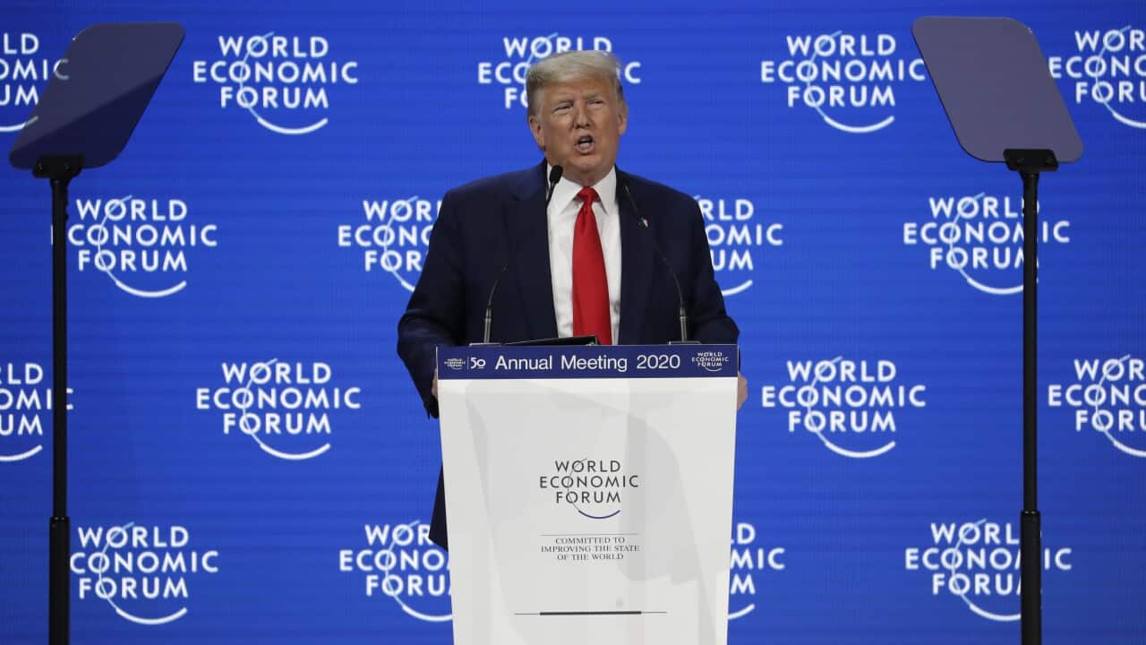 President Donald Trump at the World Economic Forum on Tuesday.