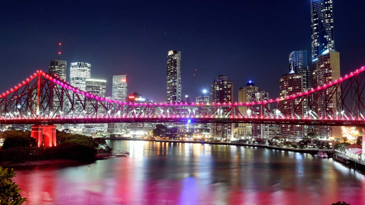 The Story Bridge is lit up in Brisbane
