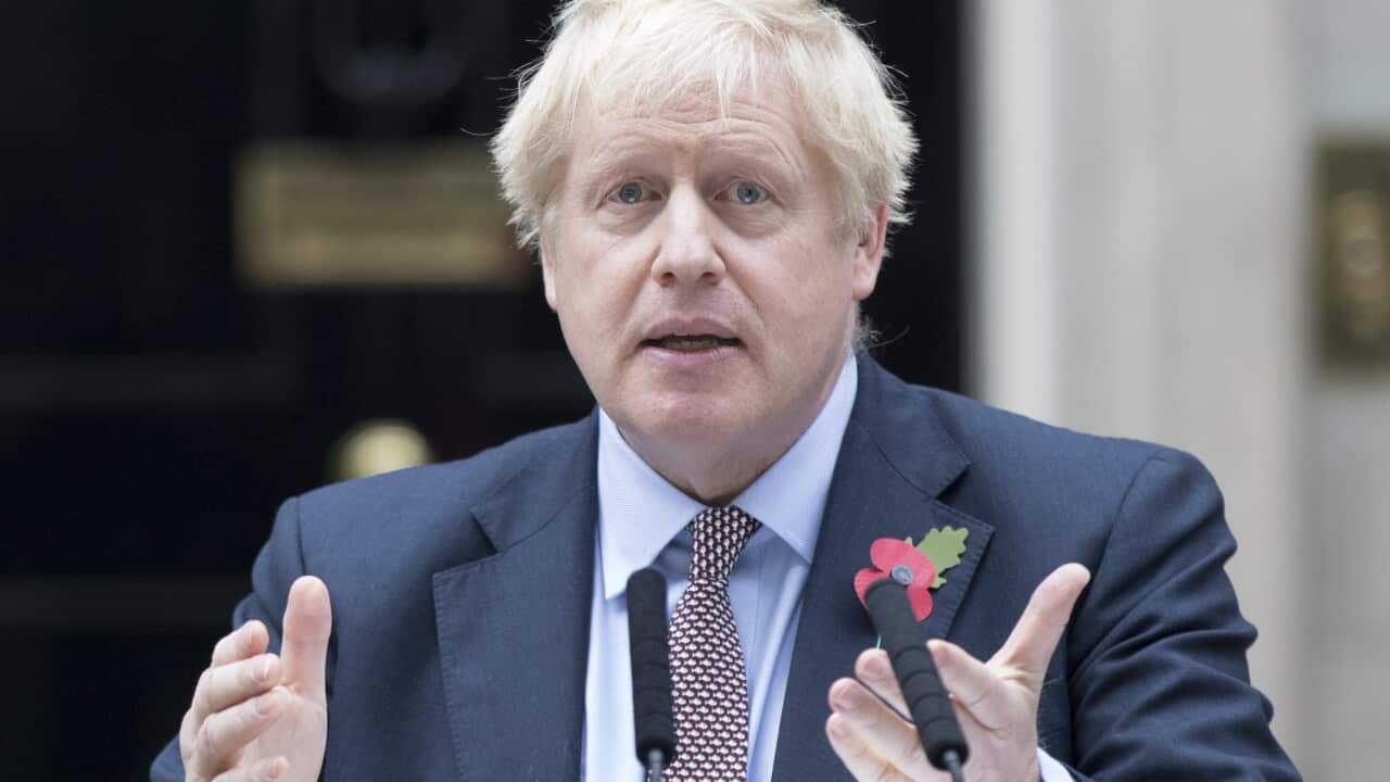 Prime Minister Boris Johnson speaks after an audience with Queen Elizabeth II, which marked the formal start of the general election.