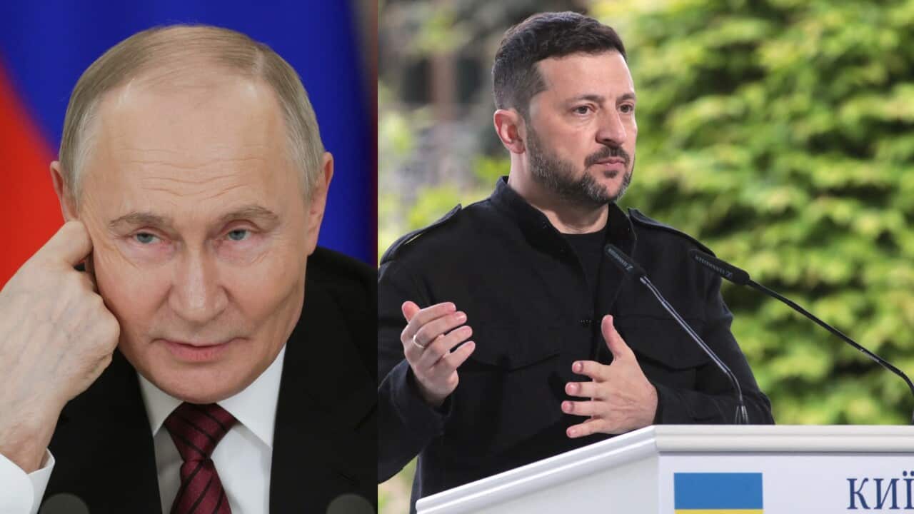 Russian President Vladimir Putin and President of Ukraine Volodymyr Zelenskyy