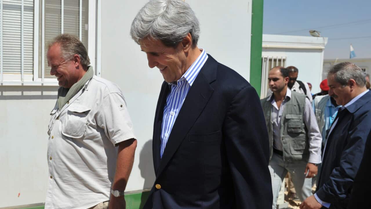 Kerry visits Syrian refugee camp in Jordan