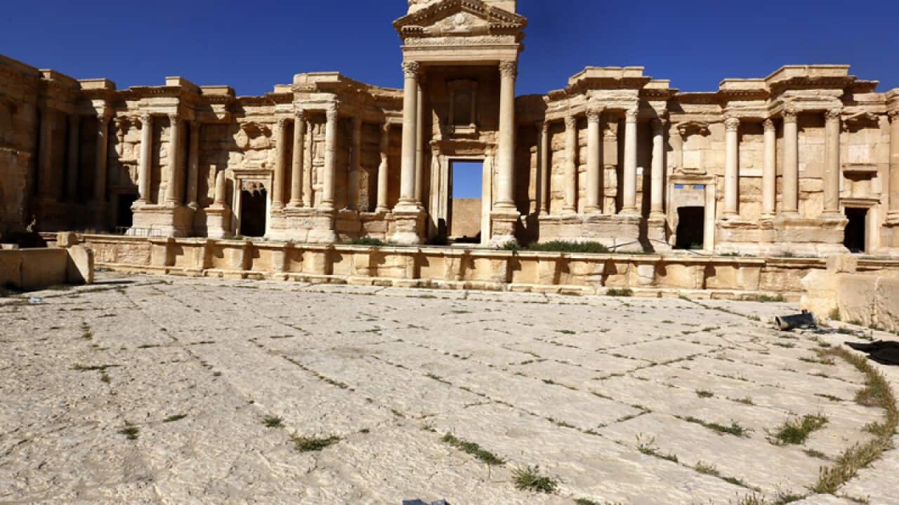 A Roman amphitheatre in the ancient city of Palmyra, Syria