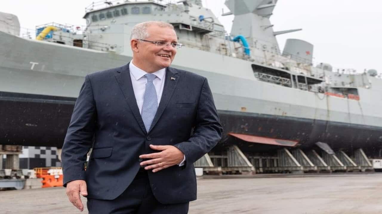 Scott Morrison is seen during a visit to BAE Systems