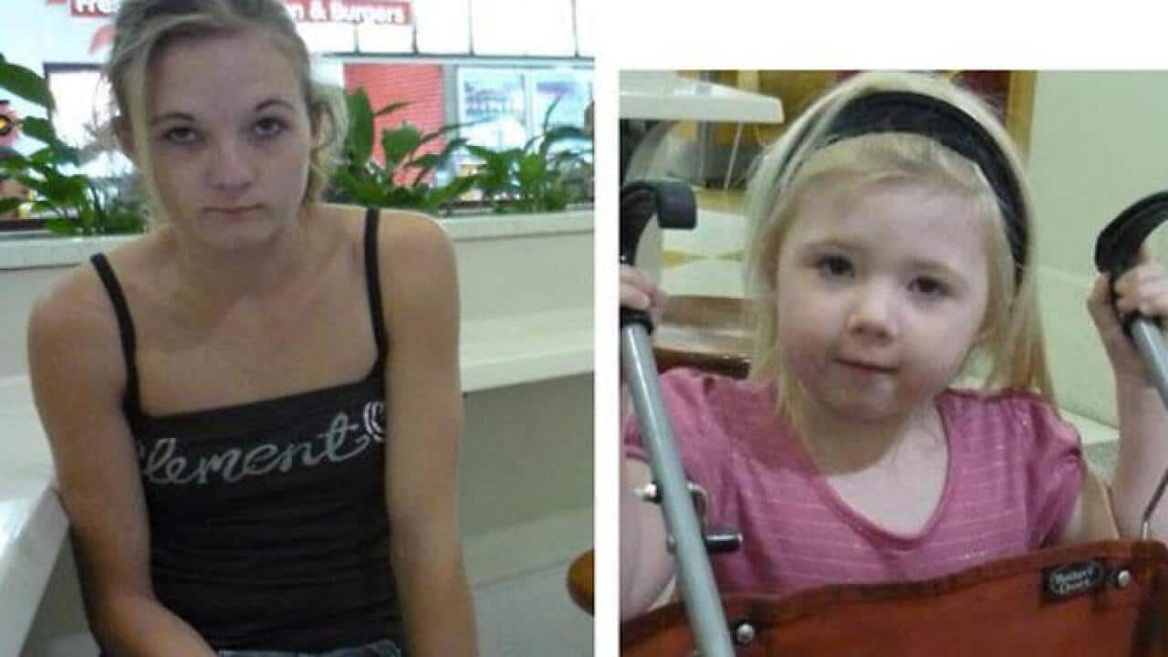 Karlie Jade Pearce-Stevenson and her daughter, Khandalyce Kiara Pearce. (Supplied) Suitcase