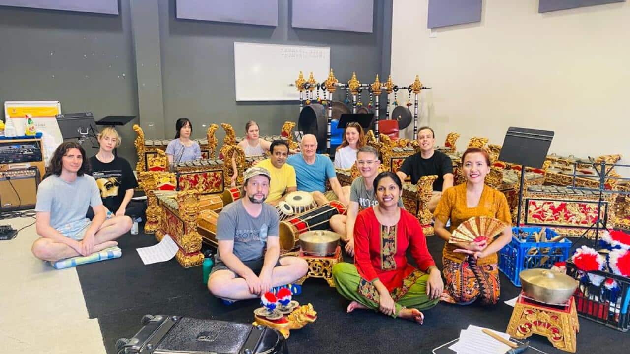 Artists of the collaboration of Indian-Balinese dance and music project for 'Music and Dance of Asia'.