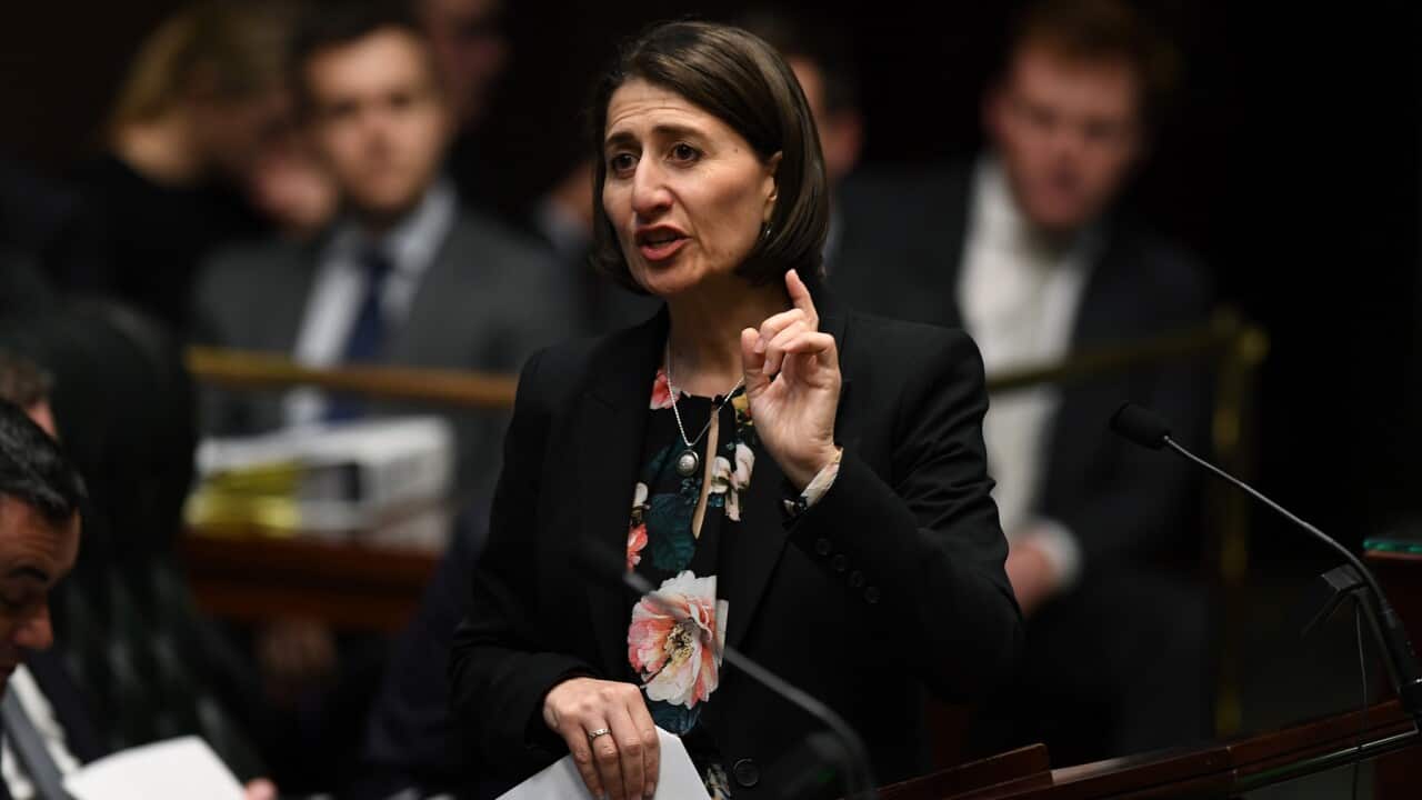 NSW Premier Gladys Berejiklian speaks during Question Time in the Legislative Assembly at New South Wales Parliament House in Sydney, Thursday, August 8, 2019. (AAP Image/Joel Carrett) NO ARCHIVING