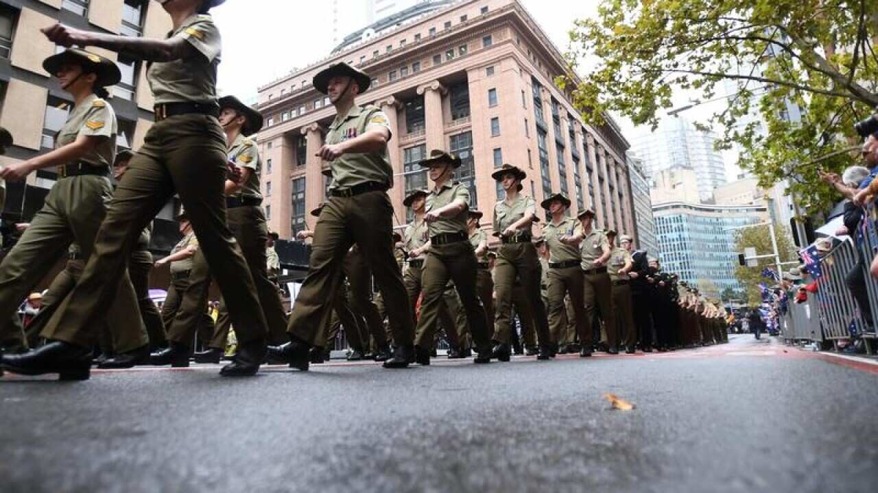 A file image of an Anzac Day march