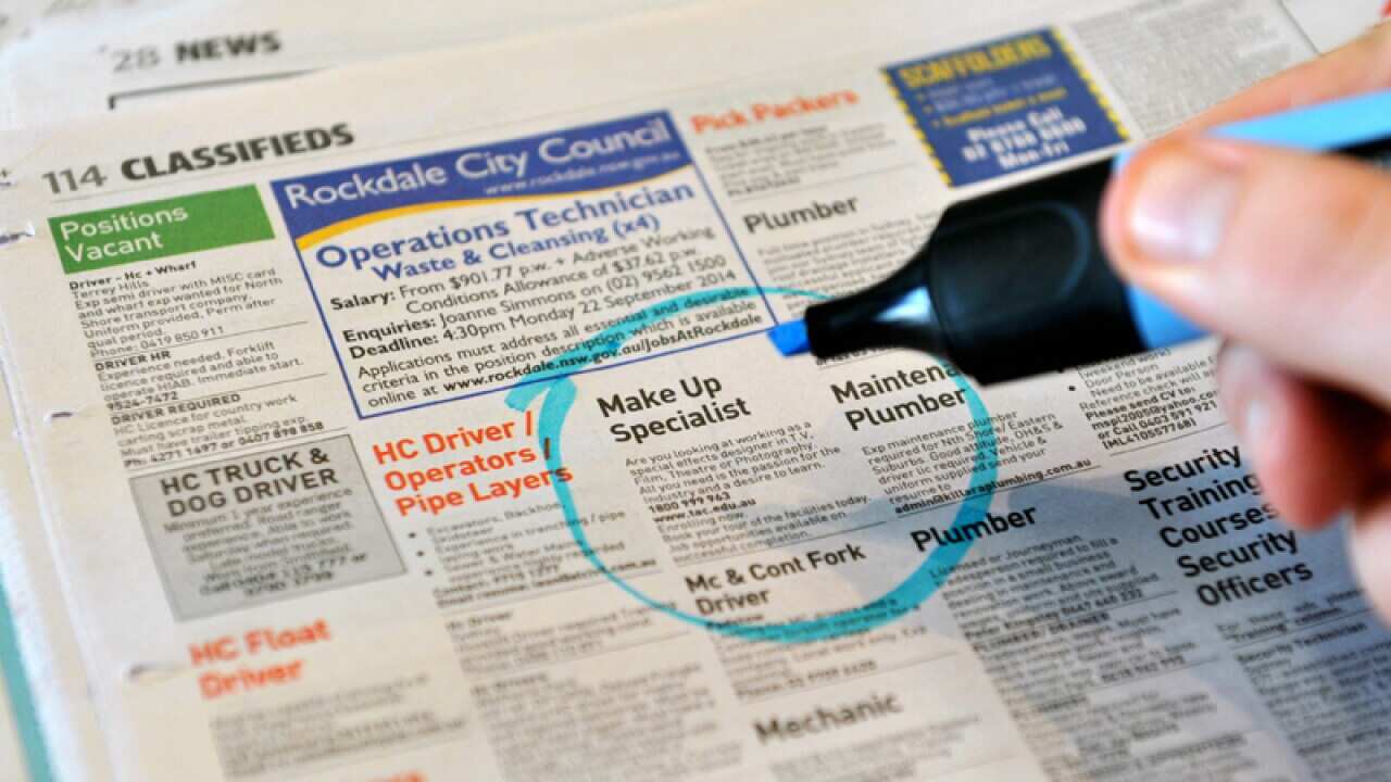 Employment advertising in a newspaper in Sydney.