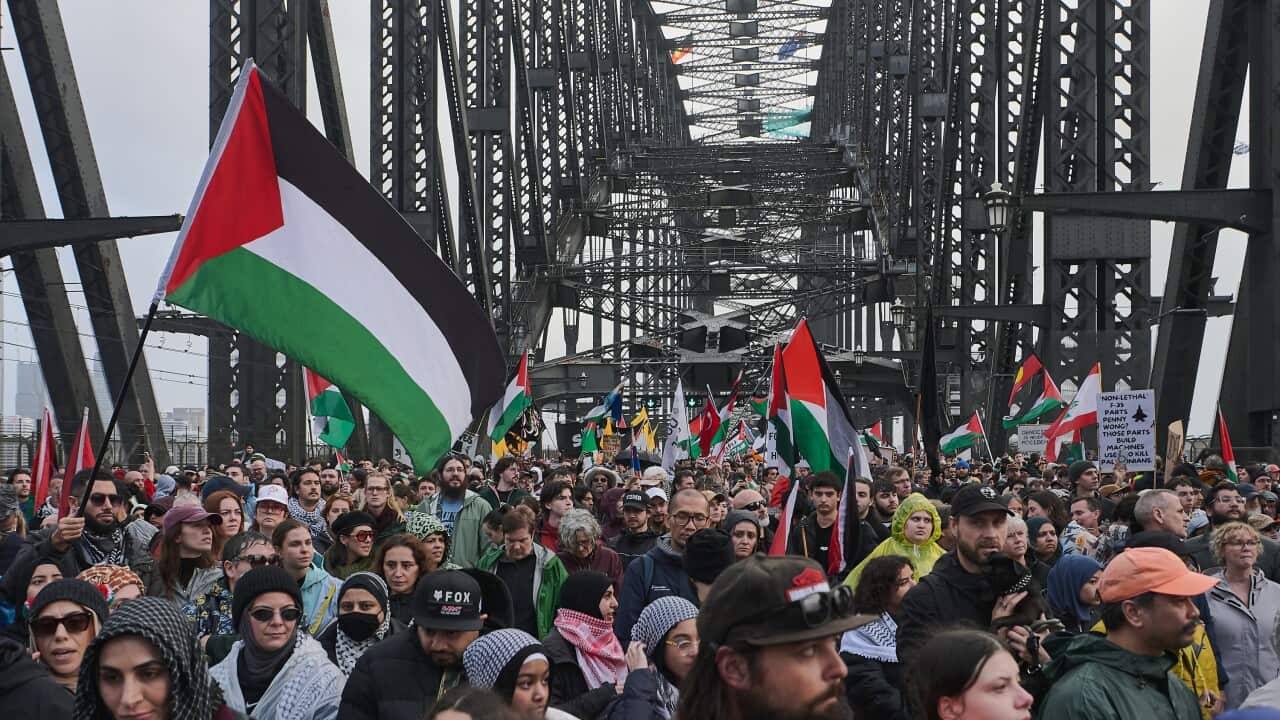 PRO PALESTINE SYDNEY HARBOUR BRIDGE MARCH