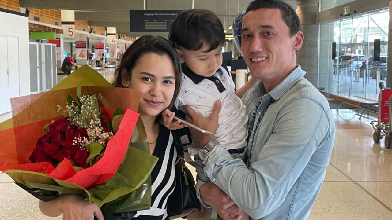 Sadam Abdusalam has been reunited with his wife and son in Sydney.