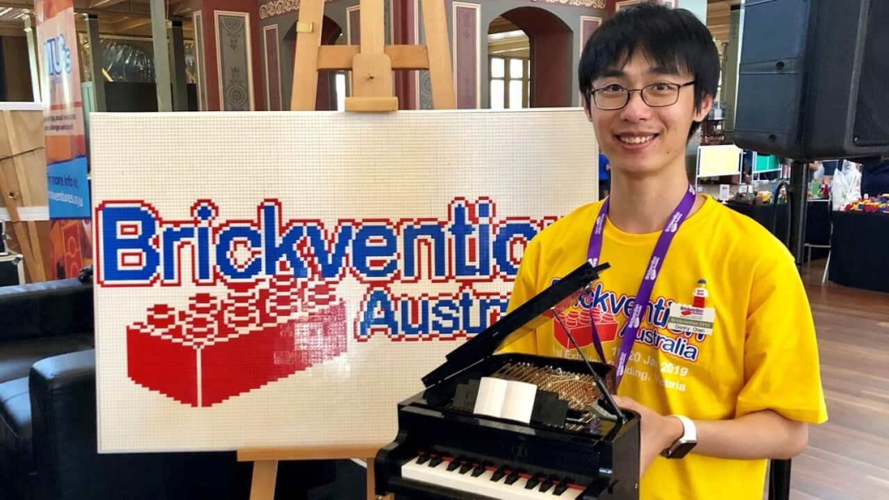Donny Chen and his design, a playable Lego piano