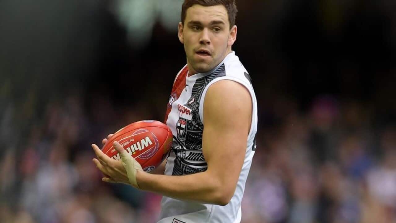 A file image of Paddy McCartin of the Saints in action in Melbourne.