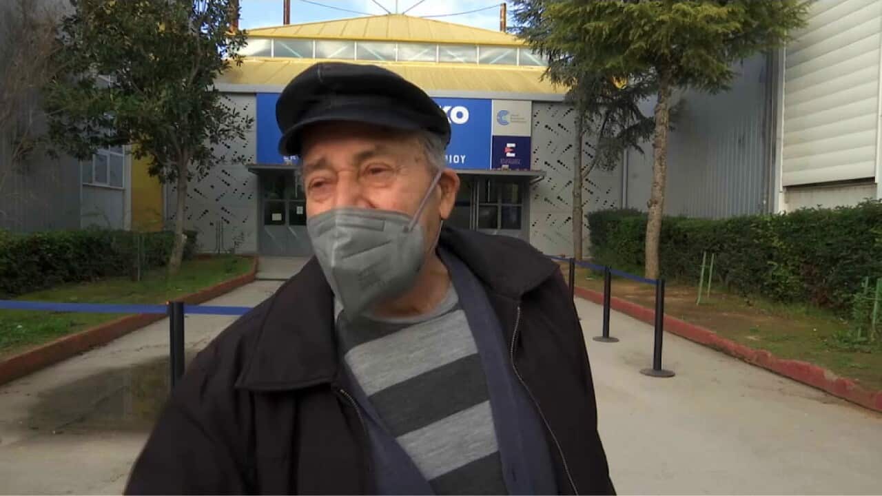 90-year-old Greek pensioner Dimitris is delighted he has been vaccinated