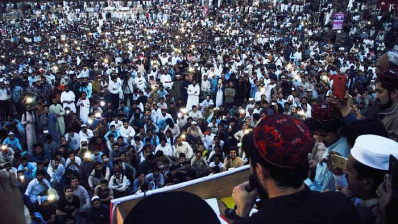 Manzoor Pashteen addressing rally in Lahore city of Pakistan