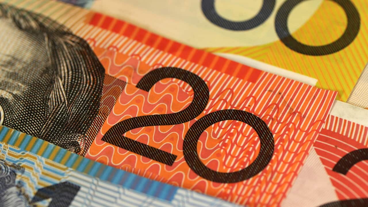 A close up of Australian currency notes