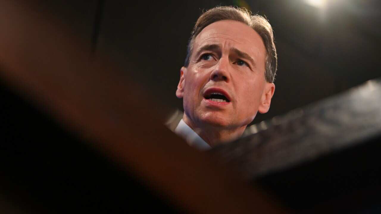 Australian Health Minister Greg Hunt addresses the National Press Club in Canberra