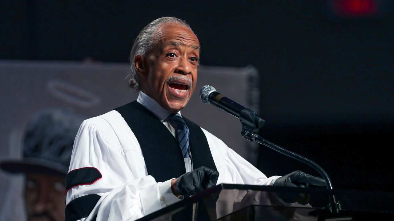 The Rev Al Sharpton speaks during the funeral for George Floyd