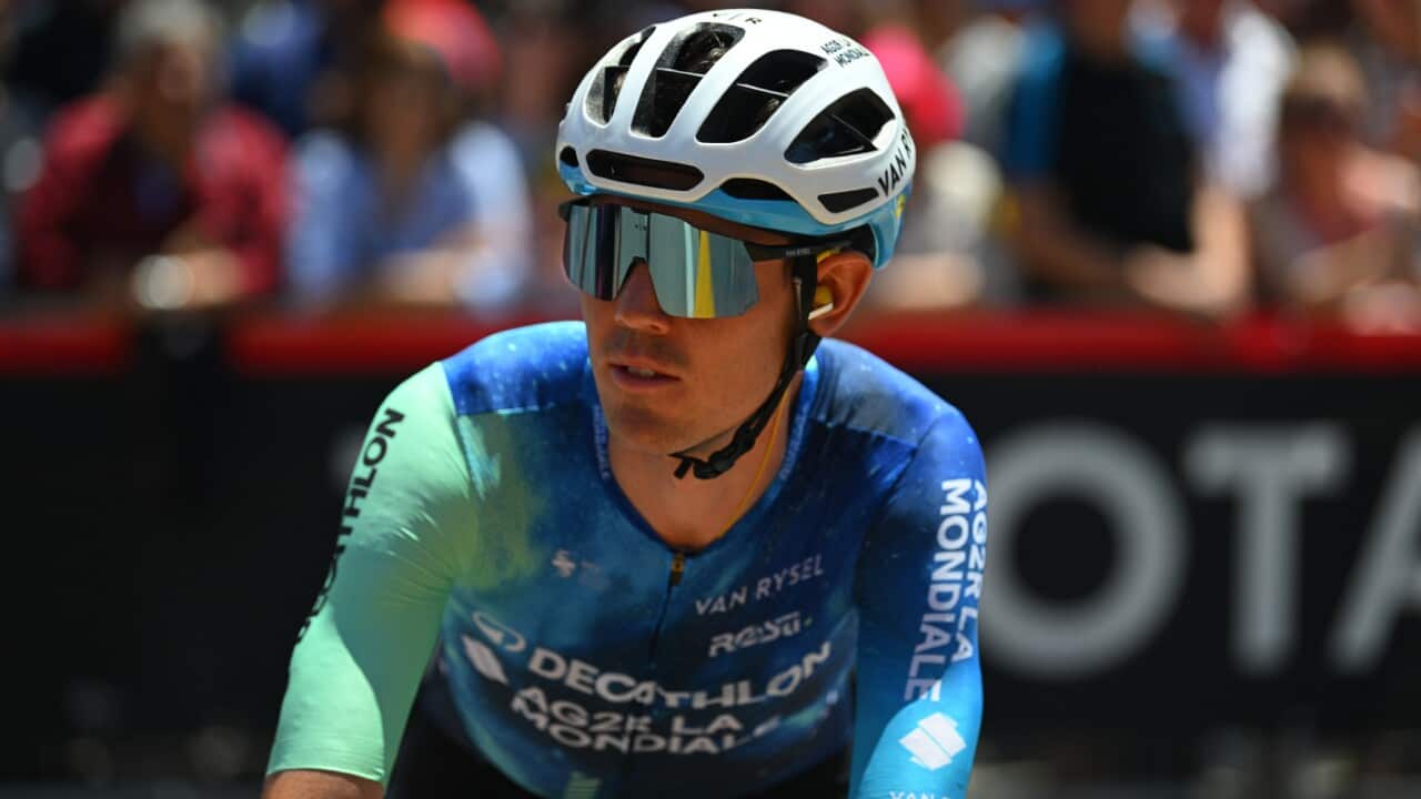 Ben O'Connor of Decathlon AG2R La Mondiale prior to a stage at the 2024 Giro d'Italia.