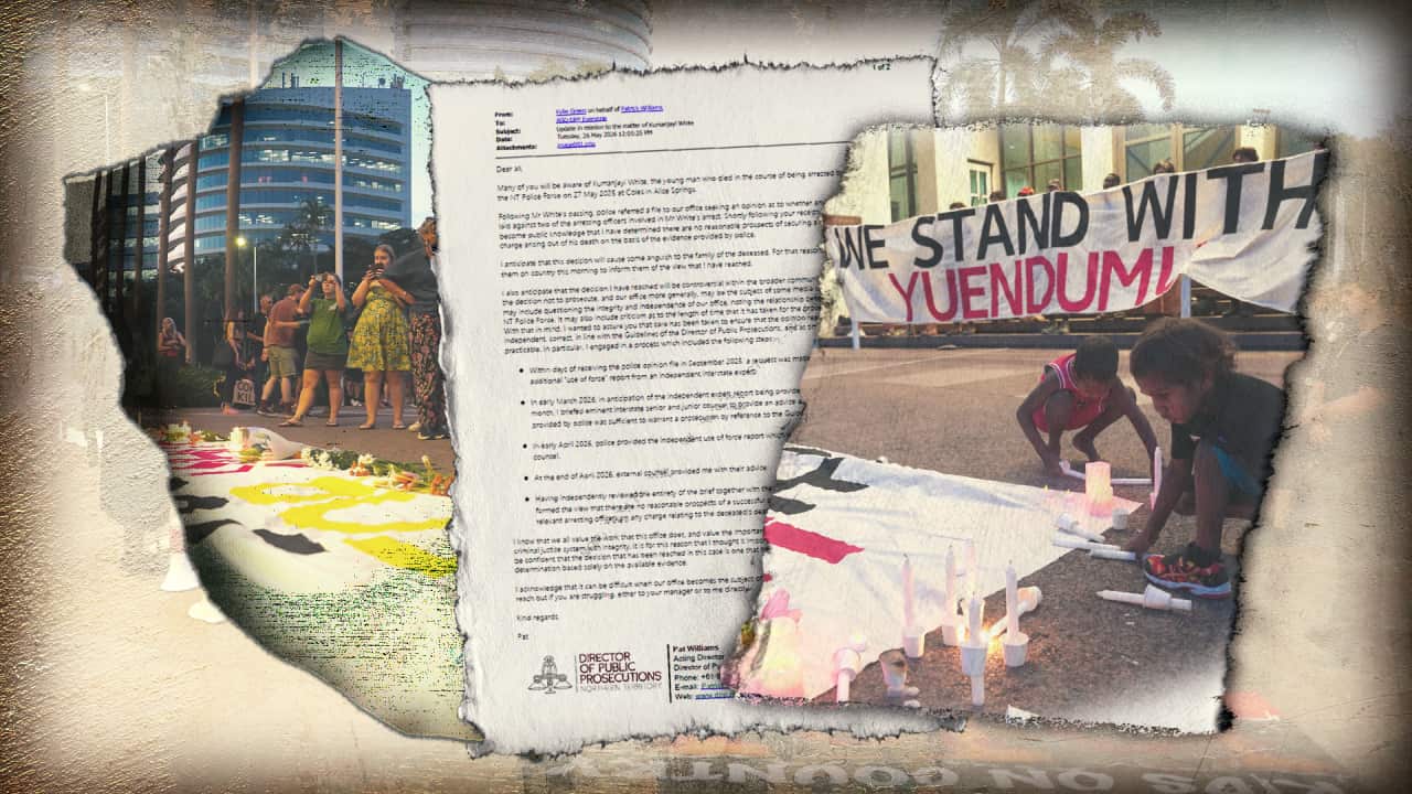 A graphic displaying a pictures of an email and candelight vigils
