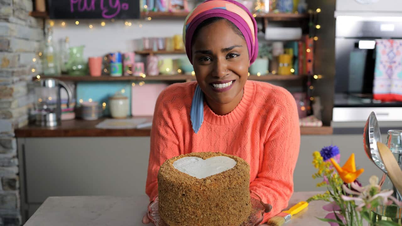 Nadiya Hussain with honey cake