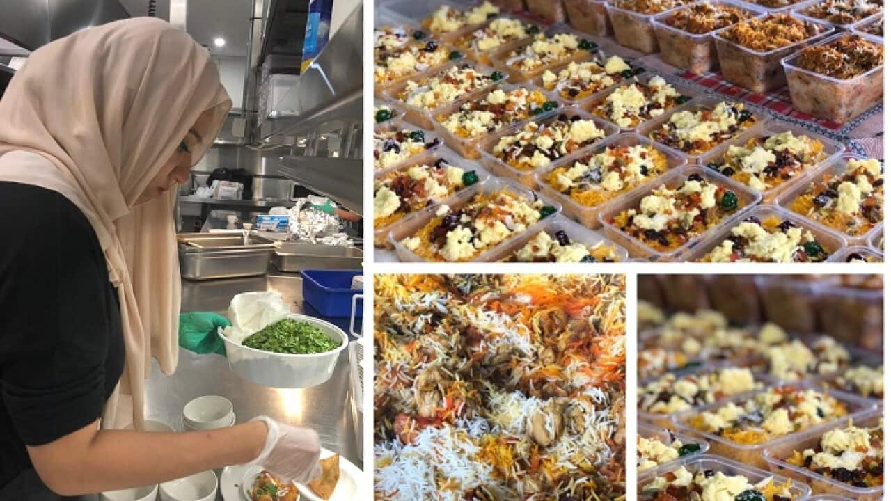 Afea Moshin prepaing food for the customers.